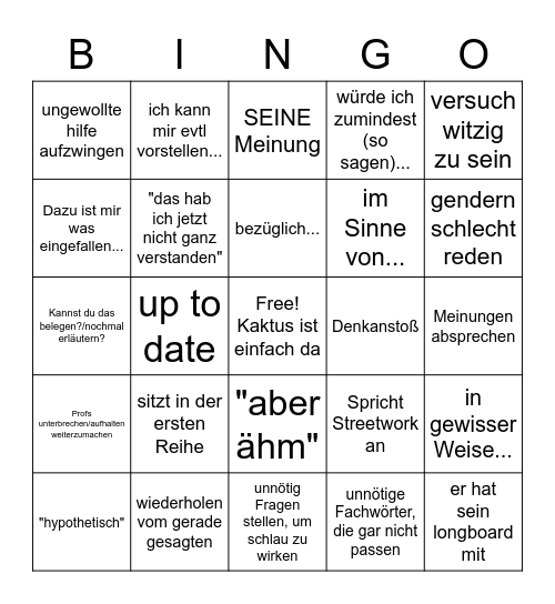 Kaktus Bingo Card