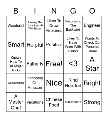 Father's Day 2023 Bingo Card