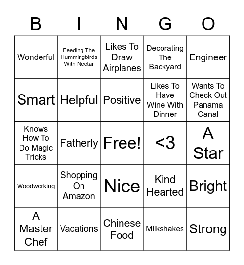 Father's Day 2023 Bingo Card