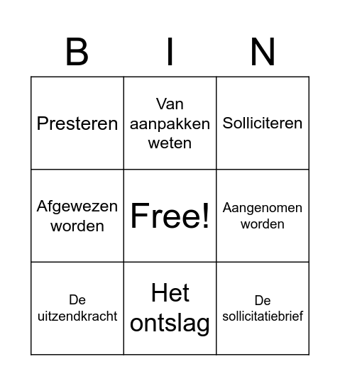 Bingokaart taal blok 6 Bingo Card