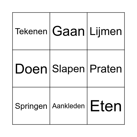 Werkwoorden B Bingo Card