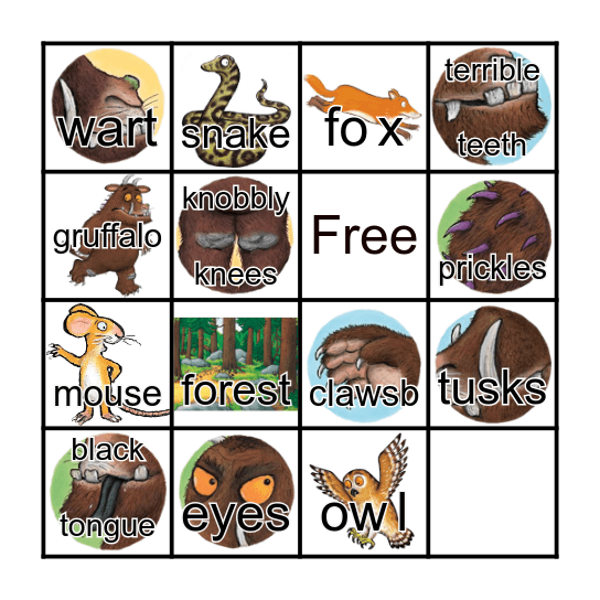 Gruffalo bingo Card