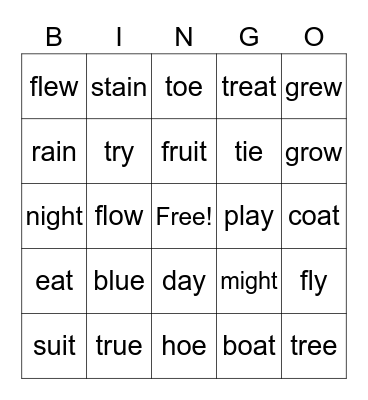 VOWEL TEAMS! Bingo Card