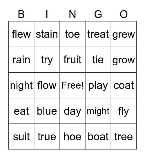 VOWEL TEAMS! Bingo Card