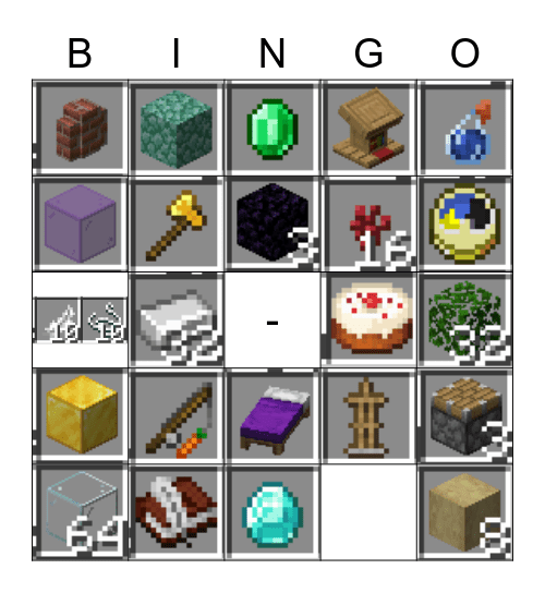 Minecraft Bingo Card