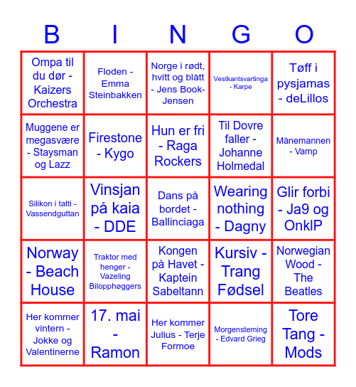 17. mai bingo Card