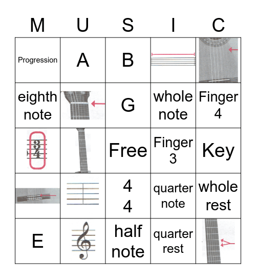Guitar Bingo 5x5 Bingo Card