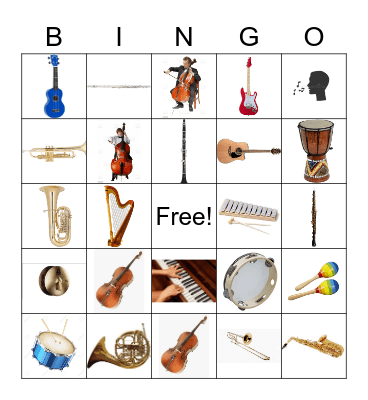 Instrument Pics - No Names 5x5 Bingo Card
