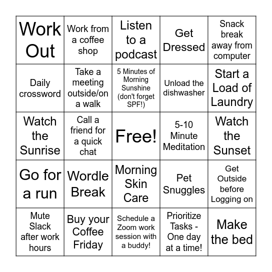 Mental Health Matters Bingo Card