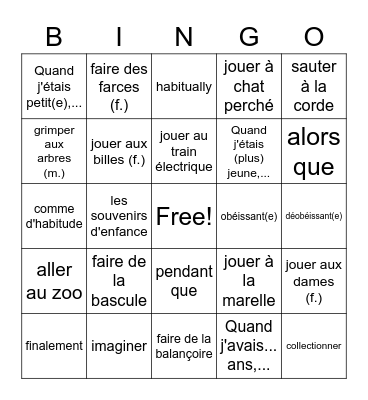 Bien Dit 2 6.1 Bingo Card