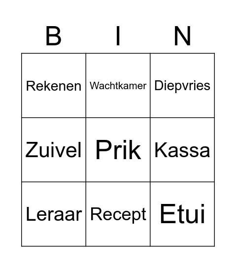 Bingokaart A Bingo Card