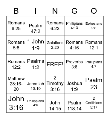 Bible Verse Bingo Card