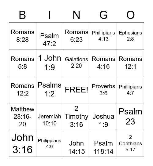Bible Verse Bingo Card