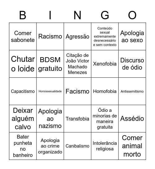 Bingo dos direitos humanos Bingo Card