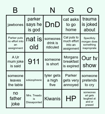 Art Class Bingo Card