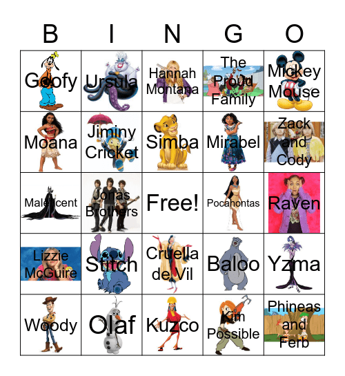 Disney Bingo Card