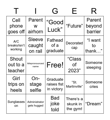 Tiger Grad Bingo! Bingo Card