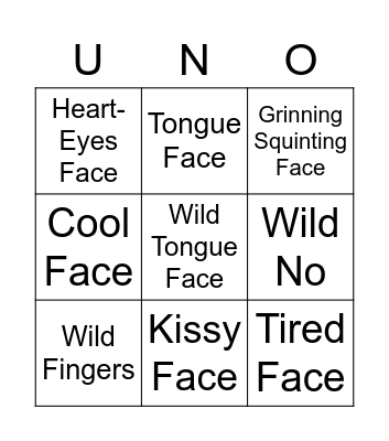 Uno Emoji Bingo Card
