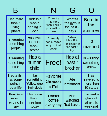 Zoom Bingo Card