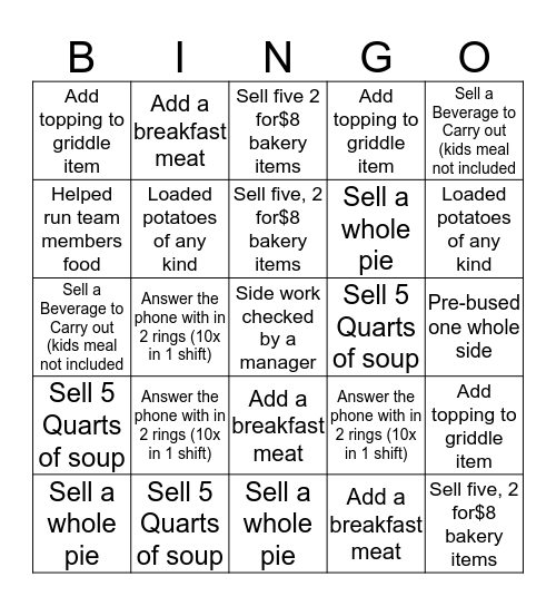 Host Bingo Card