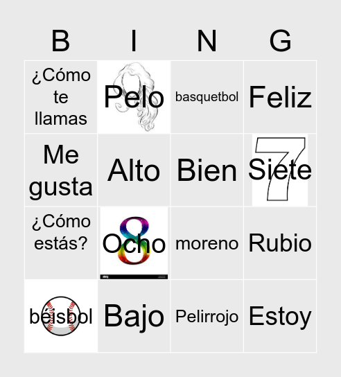 Spanish Bingo Card