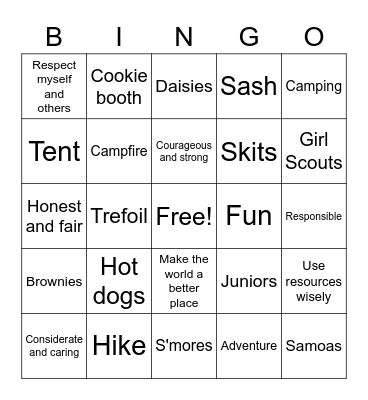 Troop 34063 Bingo Card