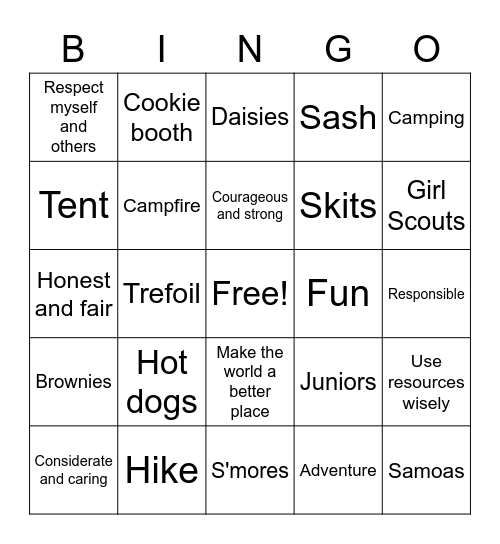 Troop 34063 Bingo Card