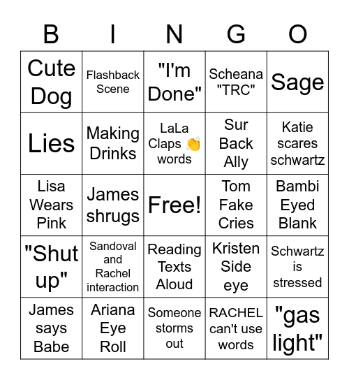 VPR Scandoval Finale Bingo Card