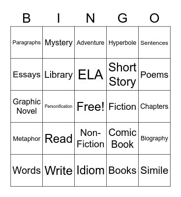 Reading Bingo Card