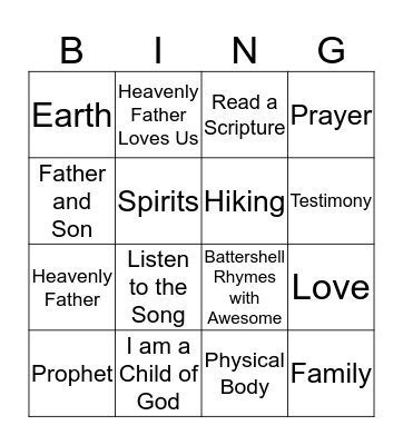Primary Bing Bingo Card
