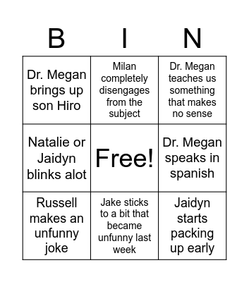 Untitled Bingo Card