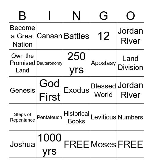 Battle for the Promised Land Bingo Card