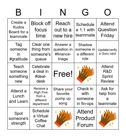 Win as A Team Bingo Card