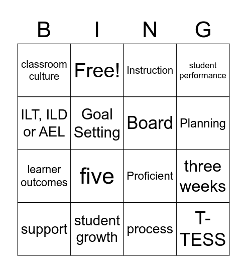 T-TESS Bingo Card