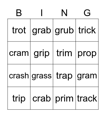 l blends Bingo Card