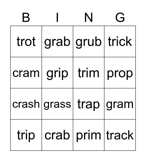 l blends Bingo Card