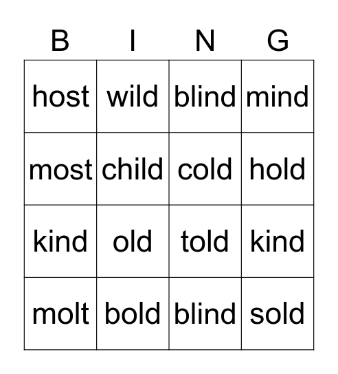 blends Bingo Card
