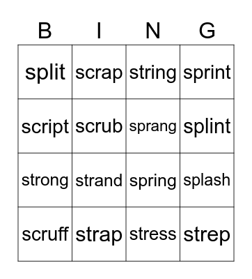 blends Bingo Card