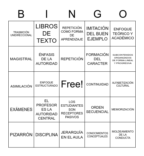 Modelo tradicional Bingo Card