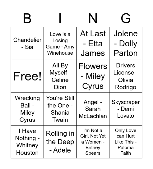 NOW Bingo Card