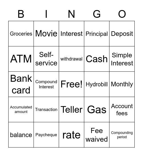 Financial Services Bingo Card
