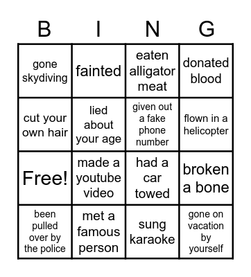 Have you ever... Bingo Card