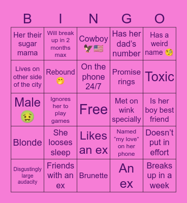 RED FLAGS Bingo Card