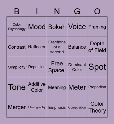 Semester Final Review - 1 Bingo Card