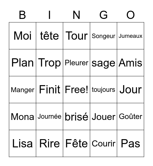 Le Plan B Bingo Card