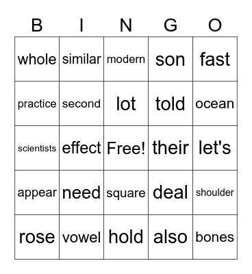 Sight Word Variety 17 Bingo Card
