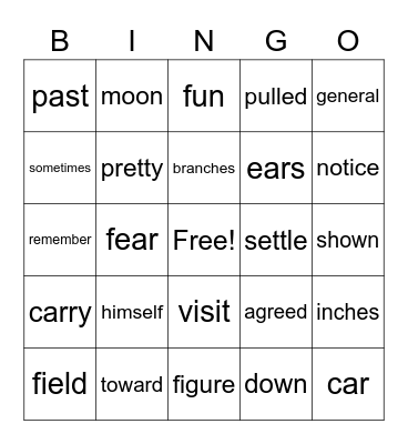 Sight Word Variety 18 Bingo Card