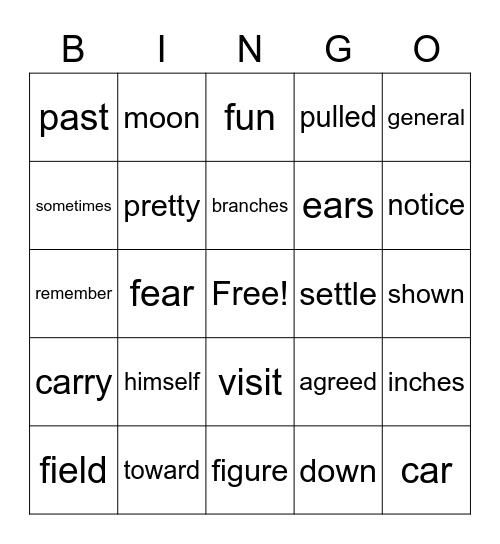 Sight Word Variety 18 Bingo Card