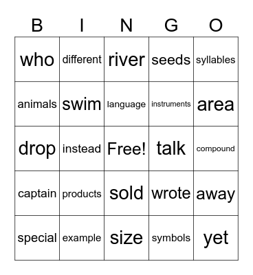 Sight Word Variety 22 Bingo Card