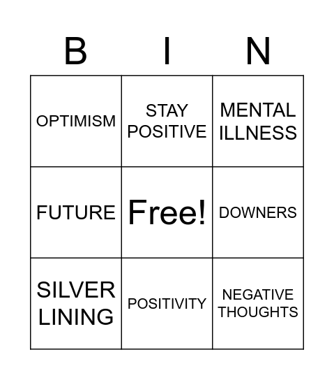 MENTAL HEALTH AWARENESS MONTH Bingo Card